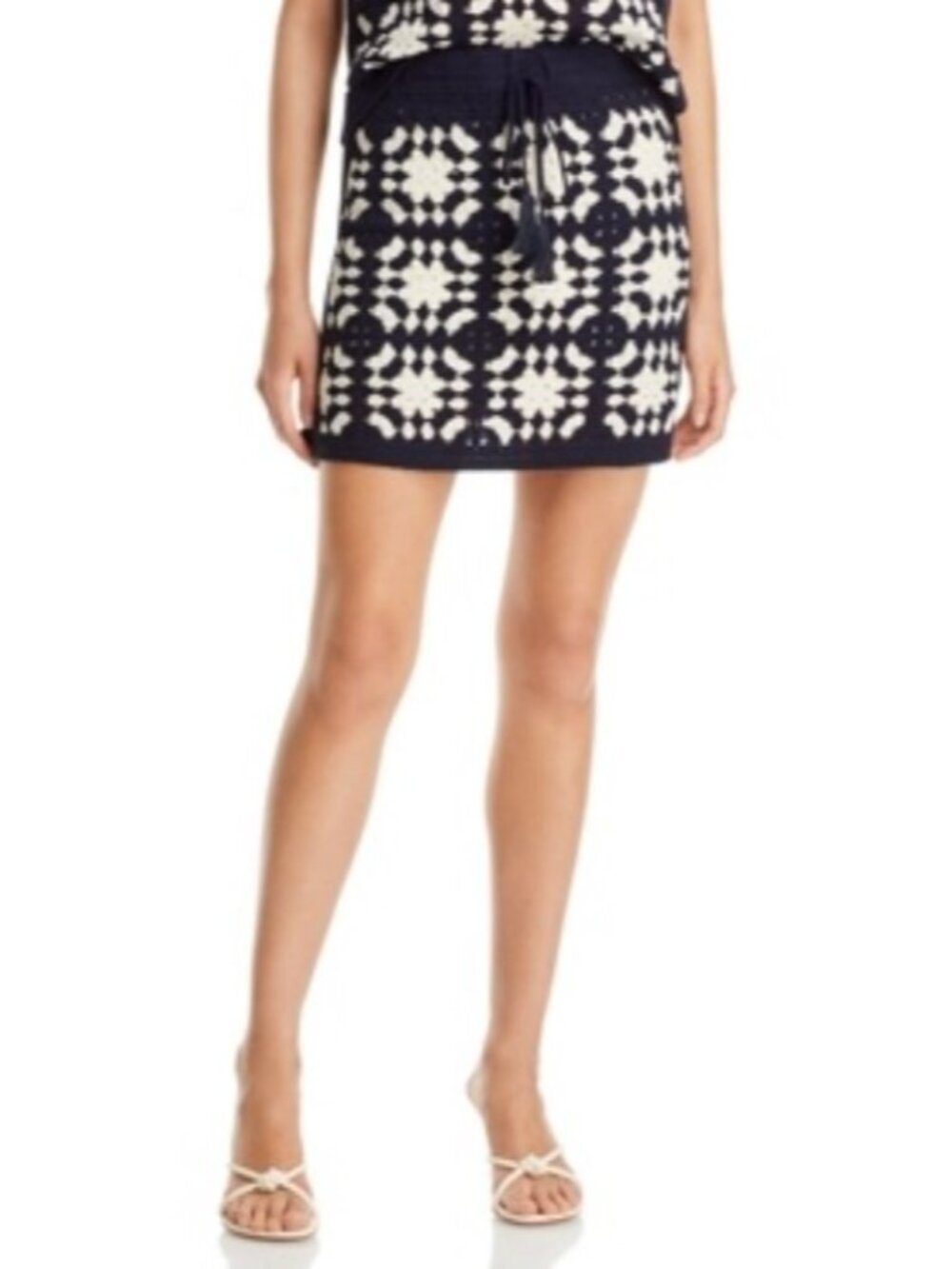 Frame Crocheted Tassel Skirt Navy Multicolor S